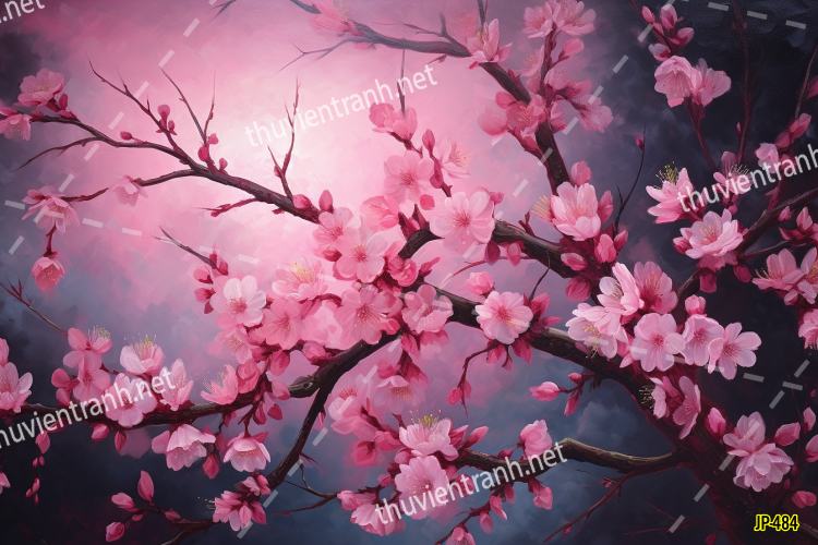 Tranh dán tường hoa anh đào-JP-484 - Tranh tường chất lượng cao